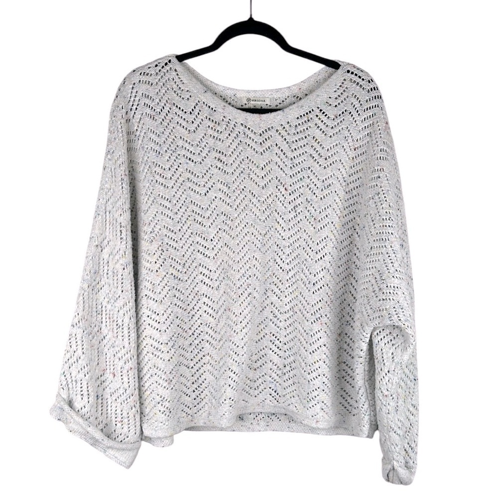 Versona Open Knit Off White Multi Colored‎ Speckled Oversized Sweater Size XL